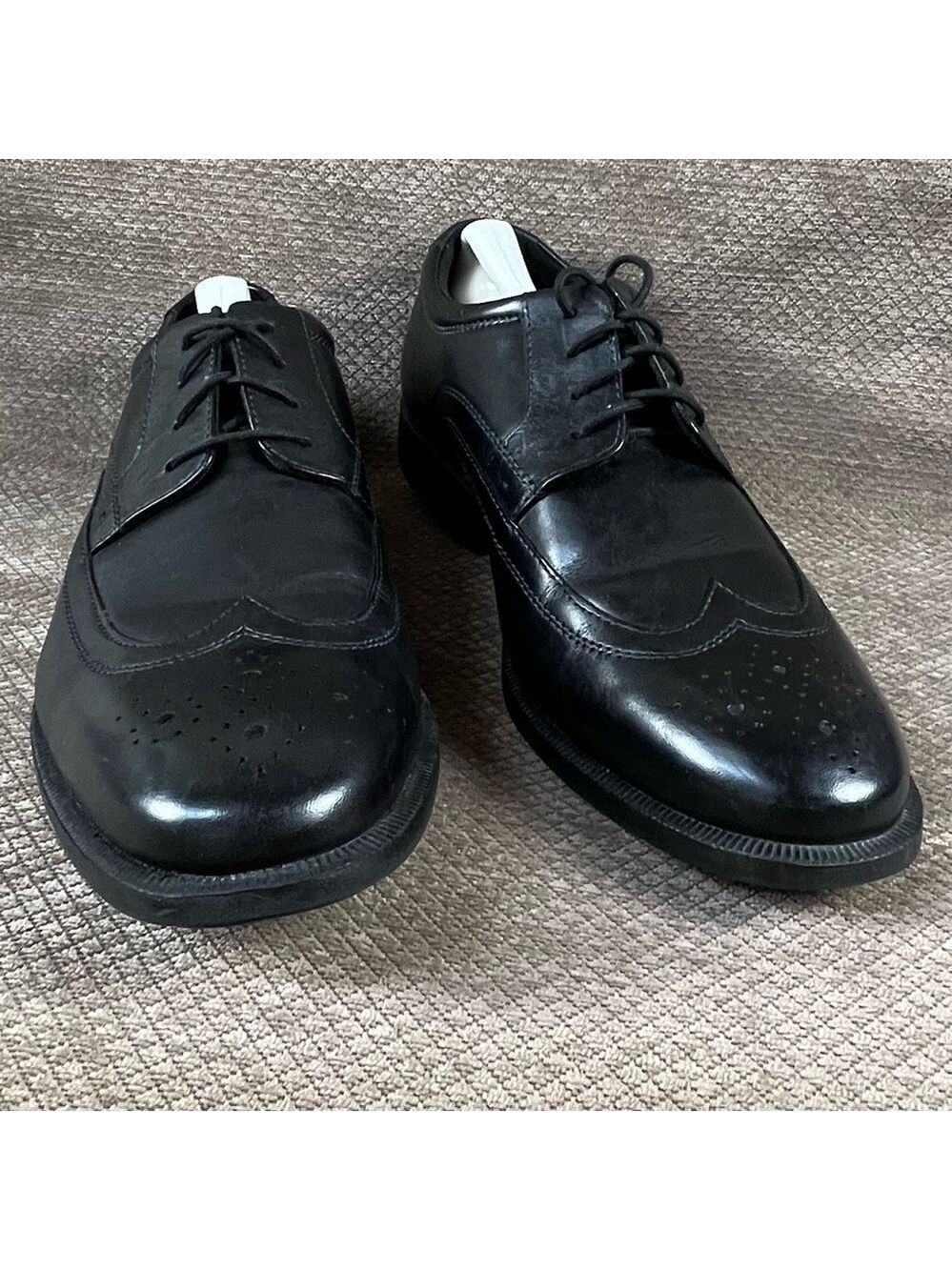 NUNN BUSH Men’s Black Wingtip Lace Up Leather Dress Shoes sz 9.5M LIKE NEW - Picture 5 of 16